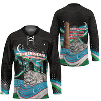 Uzbekistan Independence Day Hockey Jersey Freedom Snow Leopard Minaret Architecture Flag