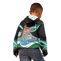 Uzbekistan Independence Day Kid Hoodie Freedom Snow Leopard Minaret Architecture Flag