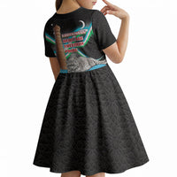 Uzbekistan Independence Day Kid Short Sleeve Dress Freedom Snow Leopard Minaret Architecture Flag