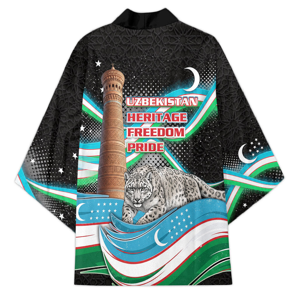 Uzbekistan Independence Day Kimono Freedom Snow Leopard Minaret Architecture Flag