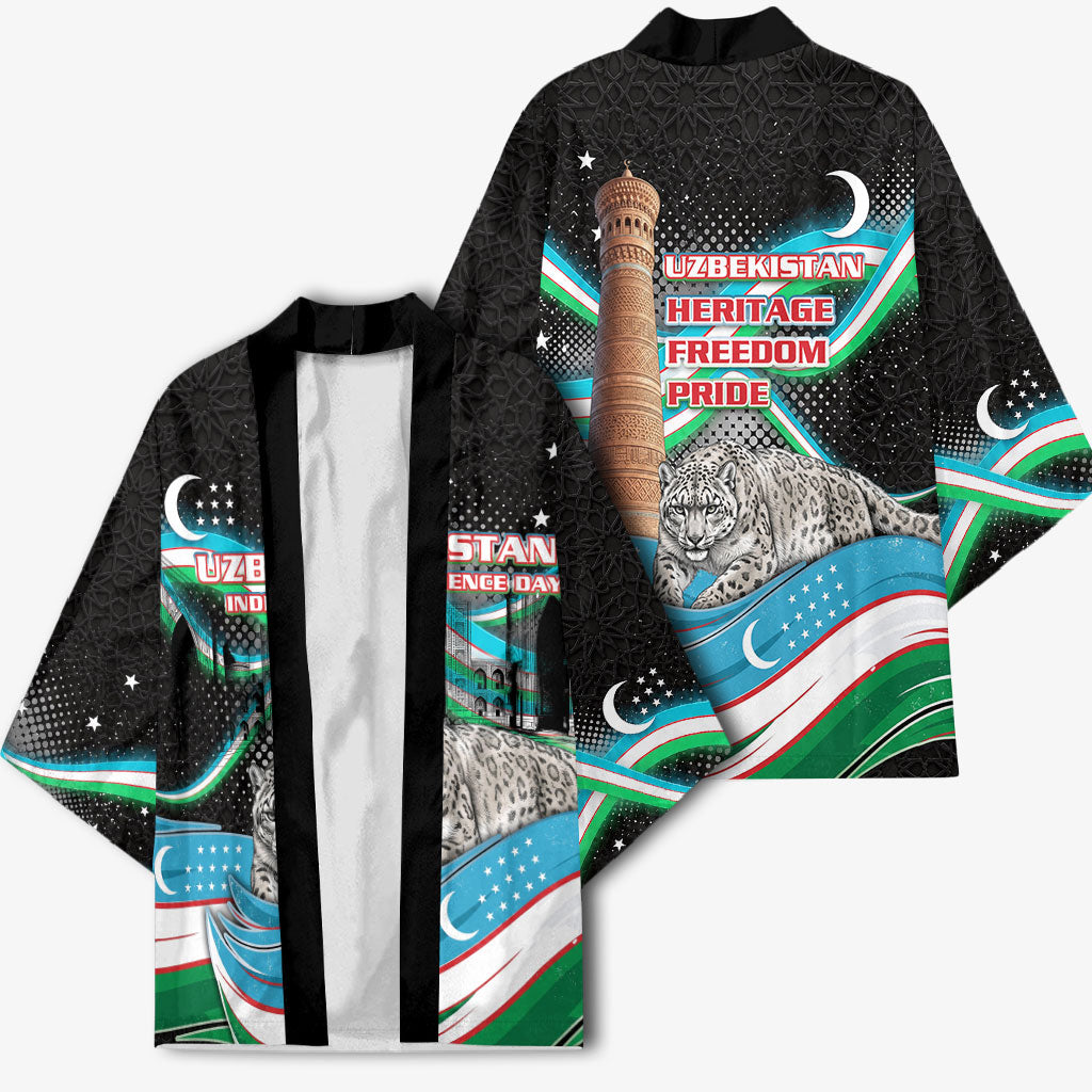 Uzbekistan Independence Day Kimono Freedom Snow Leopard Minaret Architecture Flag