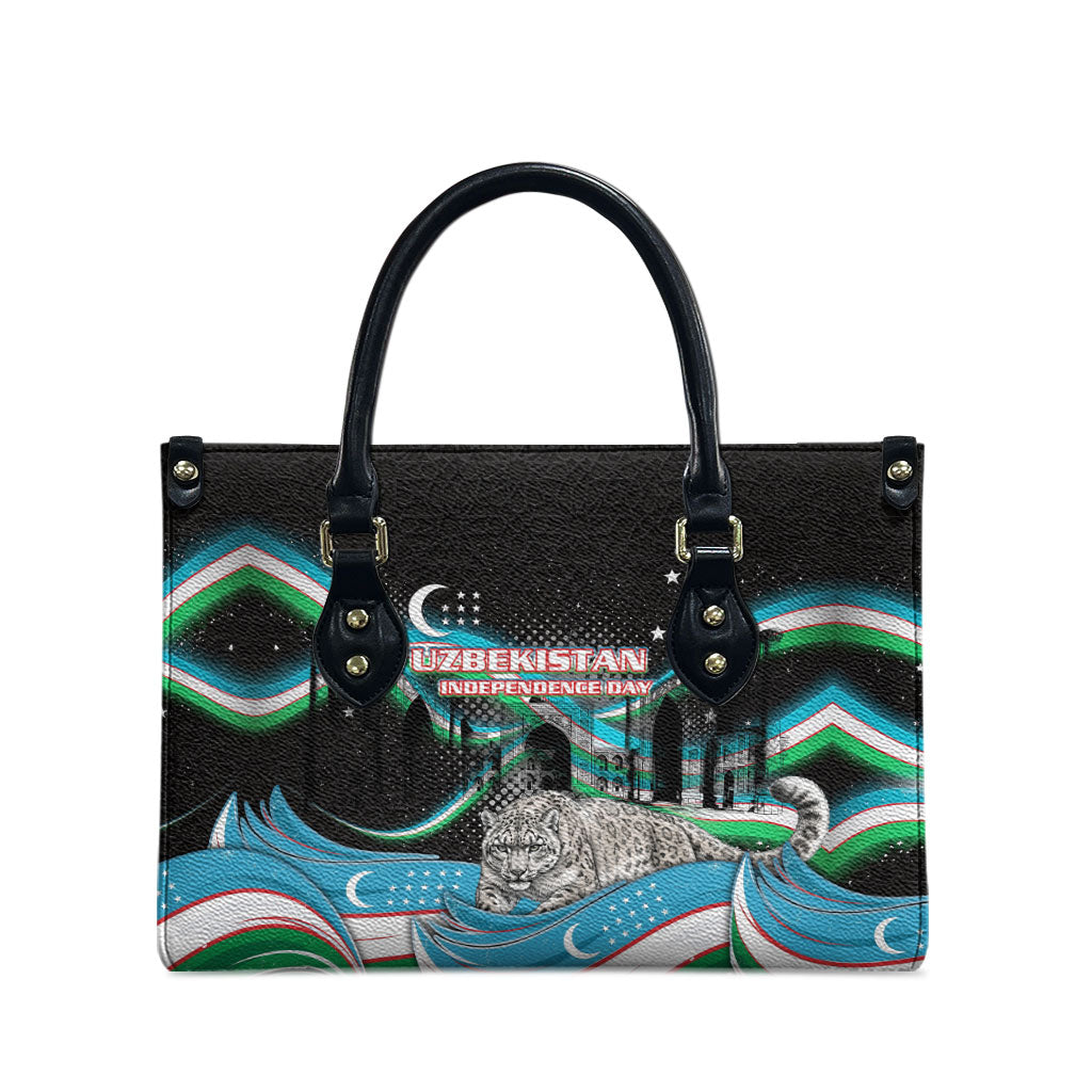 Uzbekistan Independence Day Leather Bag Freedom Snow Leopard Minaret Architecture Flag