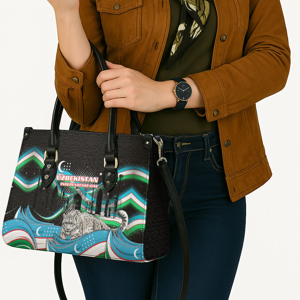 Uzbekistan Independence Day Leather Bag Freedom Snow Leopard Minaret Architecture Flag