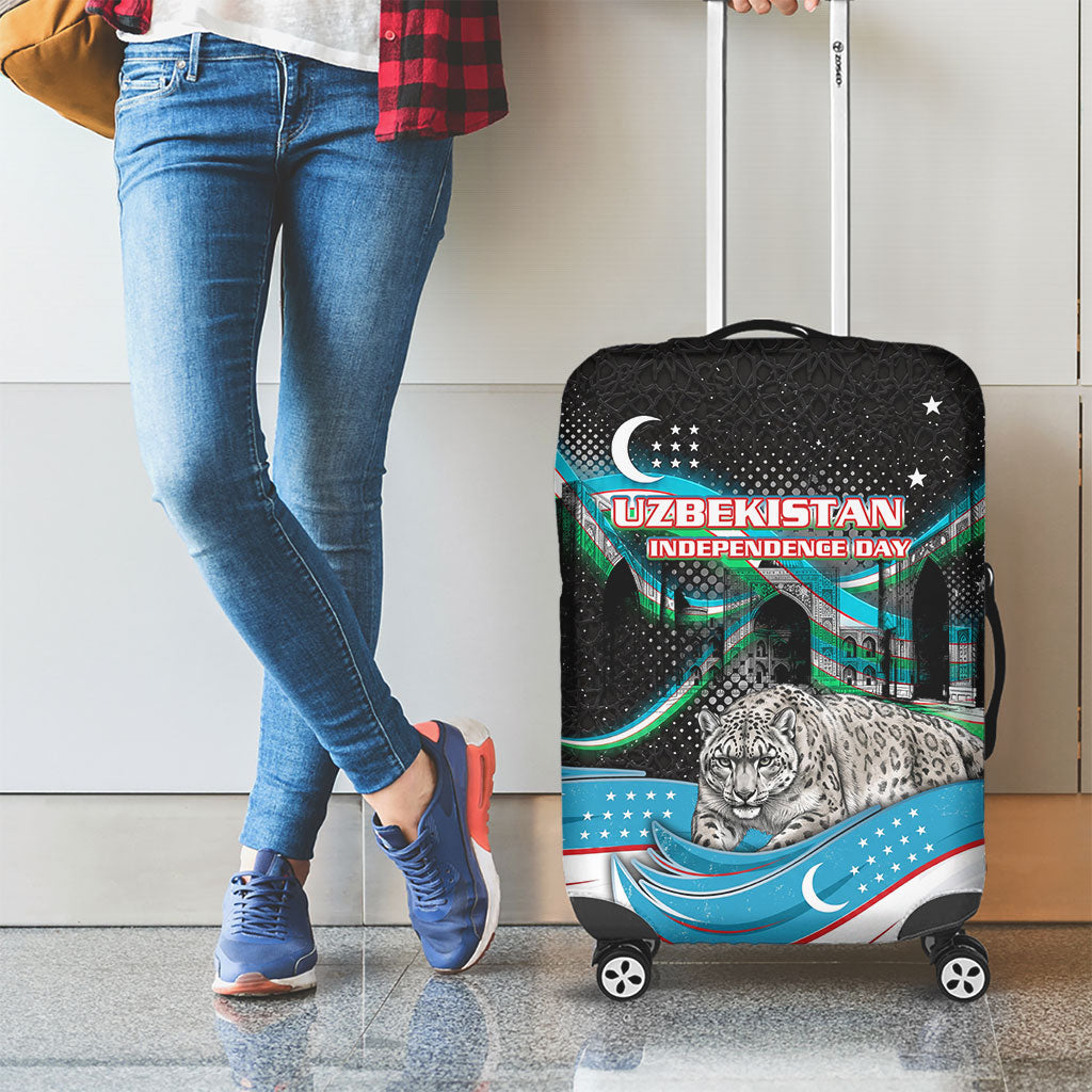 Uzbekistan Independence Day Luggage Cover Freedom Snow Leopard Minaret Architecture Flag