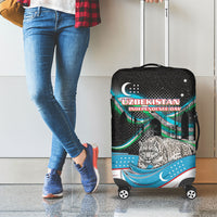 Uzbekistan Independence Day Luggage Cover Freedom Snow Leopard Minaret Architecture Flag