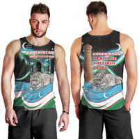 Uzbekistan Independence Day Men Tank Top Freedom Snow Leopard Minaret Architecture Flag