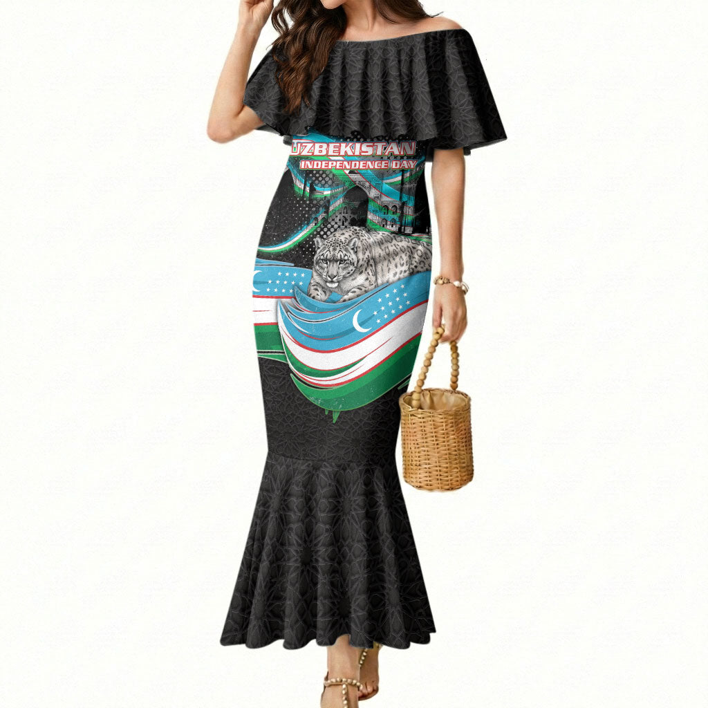 Uzbekistan Independence Day Mermaid Dress Freedom Snow Leopard Minaret Architecture Flag