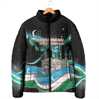 Uzbekistan Independence Day Padded Jacket Freedom Snow Leopard Minaret Architecture Flag