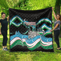 Uzbekistan Independence Day Quilt Freedom Snow Leopard Minaret Architecture Flag