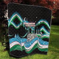 Uzbekistan Independence Day Quilt Freedom Snow Leopard Minaret Architecture Flag