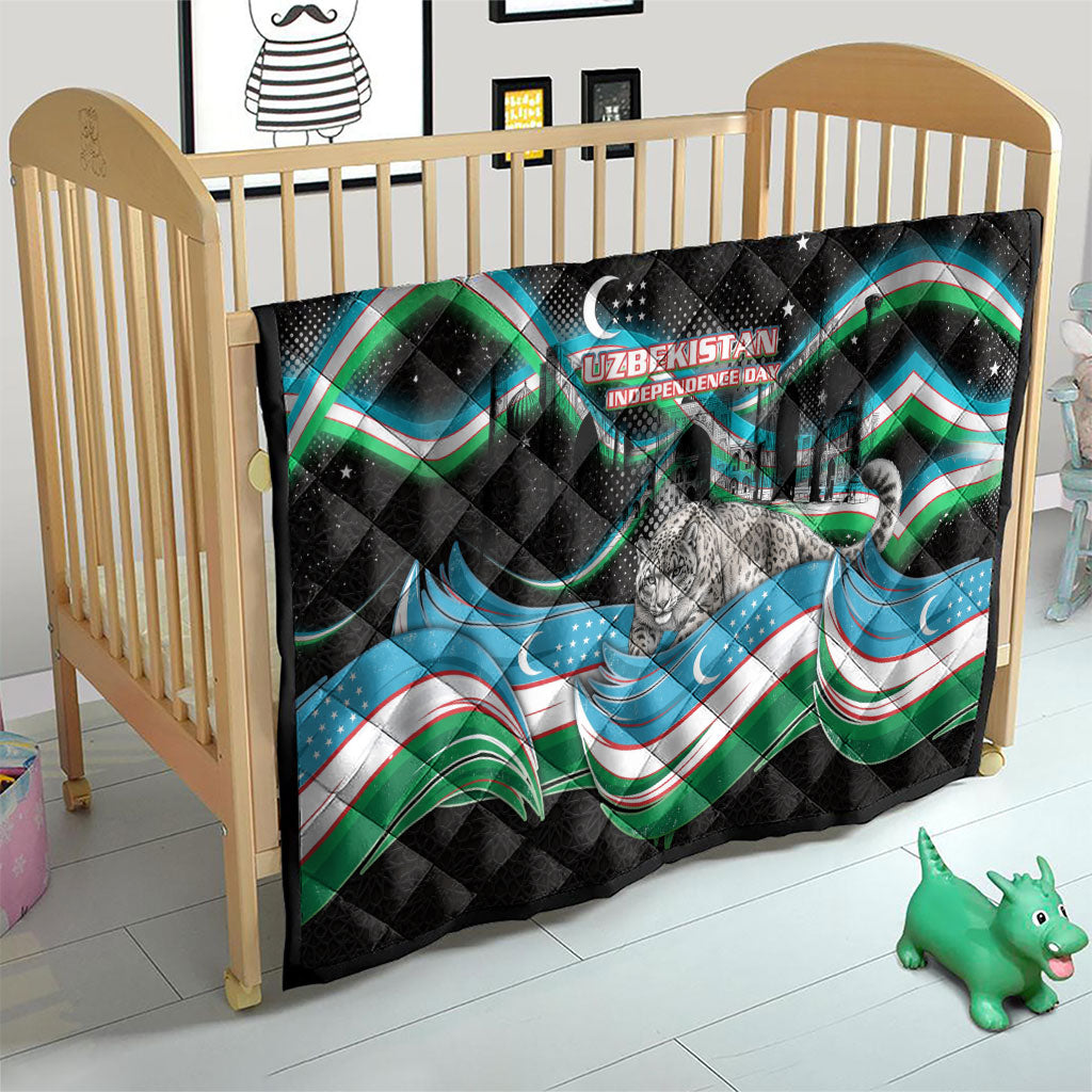 Uzbekistan Independence Day Quilt Freedom Snow Leopard Minaret Architecture Flag
