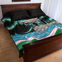 Uzbekistan Independence Day Quilt Bed Set Freedom Snow Leopard Minaret Architecture Flag