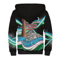 Uzbekistan Independence Day Sherpa Hoodie Freedom Snow Leopard Minaret Architecture Flag