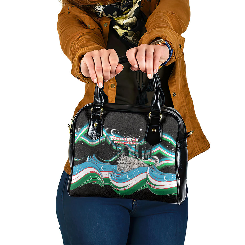 Uzbekistan Independence Day Shoulder Handbag Freedom Snow Leopard Minaret Architecture Flag