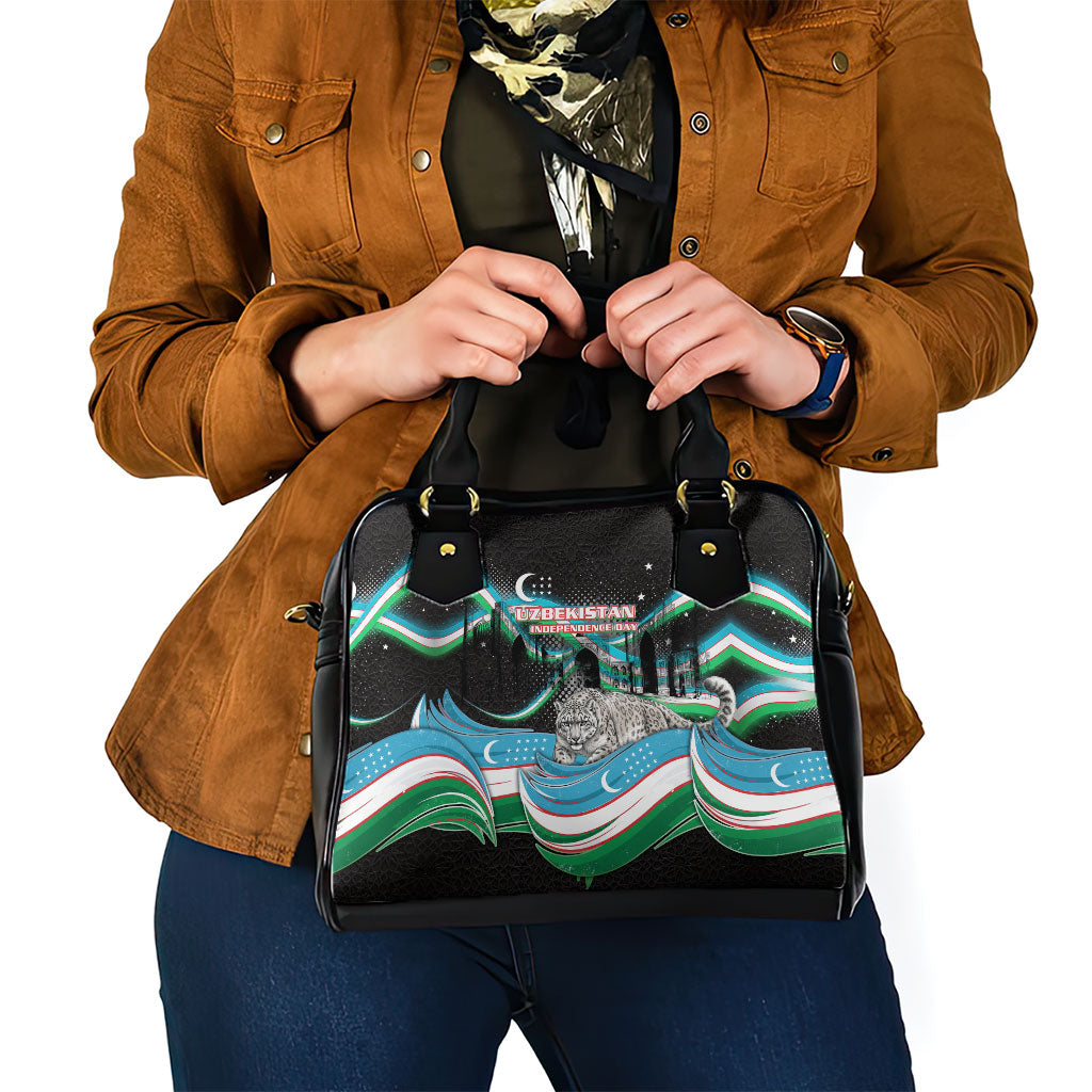 Uzbekistan Independence Day Shoulder Handbag Freedom Snow Leopard Minaret Architecture Flag