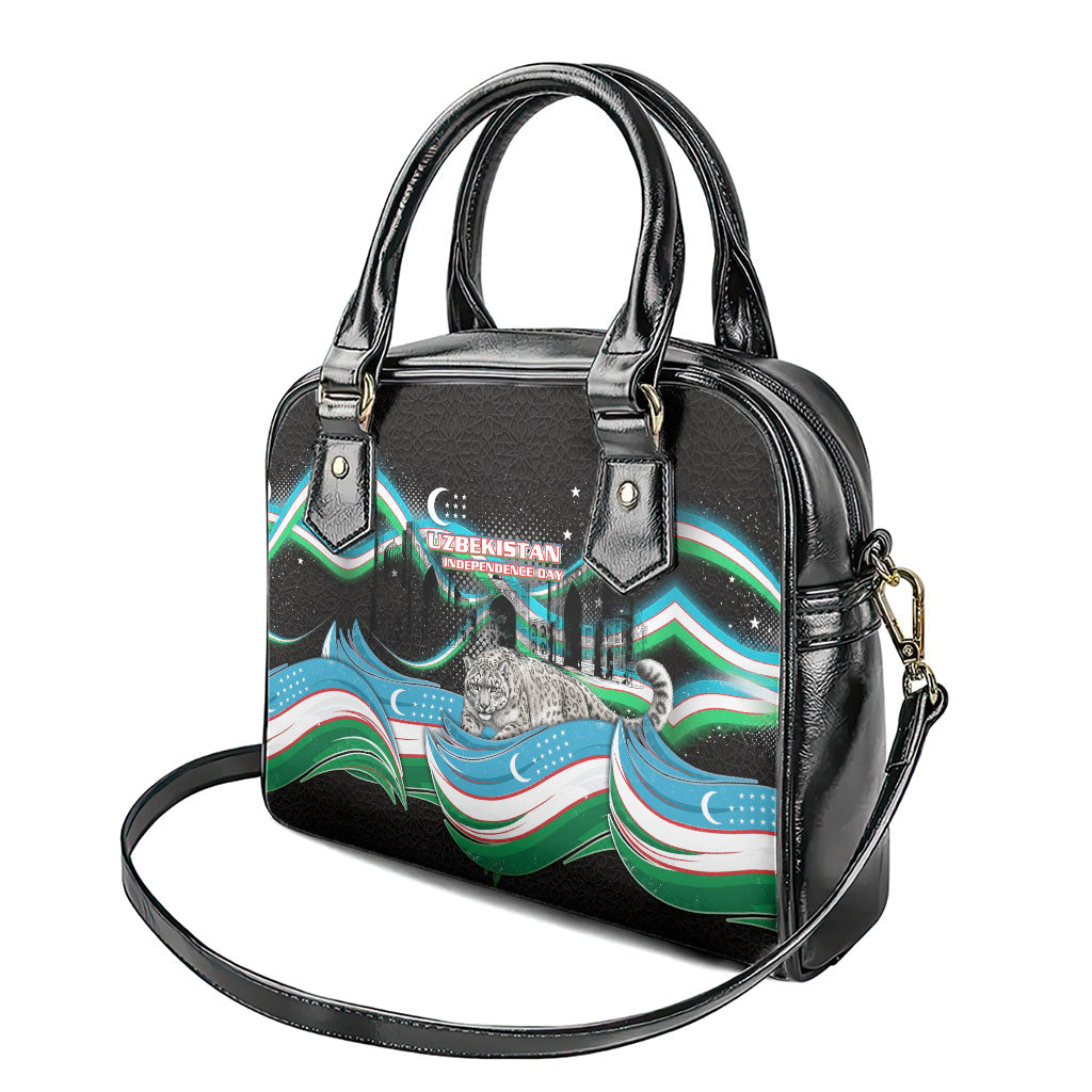 Uzbekistan Independence Day Shoulder Handbag Freedom Snow Leopard Minaret Architecture Flag