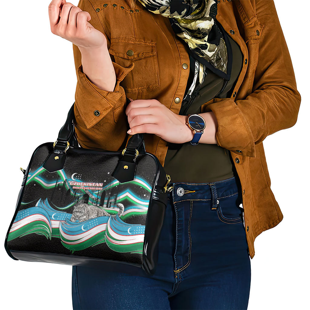 Uzbekistan Independence Day Shoulder Handbag Freedom Snow Leopard Minaret Architecture Flag