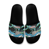 Uzbekistan Independence Day Slide Sandals Freedom Snow Leopard Minaret Architecture Flag