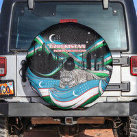 Uzbekistan Independence Day Spare Tire Cover Freedom Snow Leopard Minaret Architecture Flag