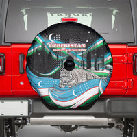 Uzbekistan Independence Day Spare Tire Cover Freedom Snow Leopard Minaret Architecture Flag