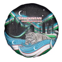 Uzbekistan Independence Day Spare Tire Cover Freedom Snow Leopard Minaret Architecture Flag