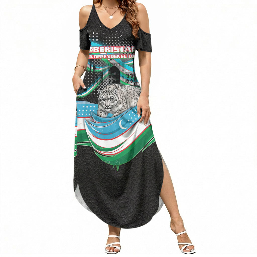 Uzbekistan Independence Day Summer Maxi Dress Freedom Snow Leopard Minaret Architecture Flag