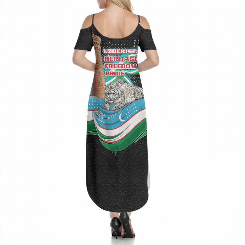 Uzbekistan Independence Day Summer Maxi Dress Freedom Snow Leopard Minaret Architecture Flag
