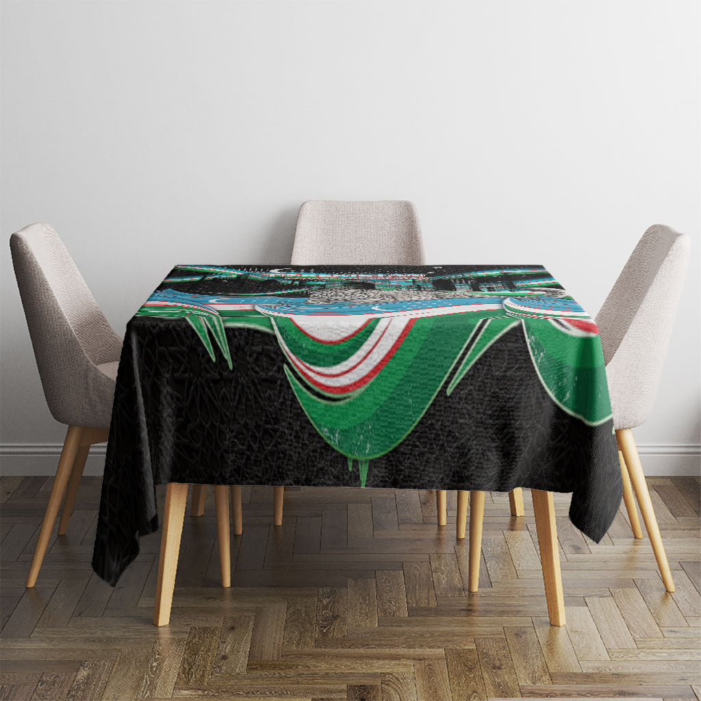 Uzbekistan Independence Day Tablecloth Freedom Snow Leopard Minaret Architecture Flag