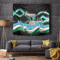 Uzbekistan Independence Day Tapestry Freedom Snow Leopard Minaret Architecture Flag