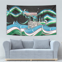Uzbekistan Independence Day Tapestry Freedom Snow Leopard Minaret Architecture Flag