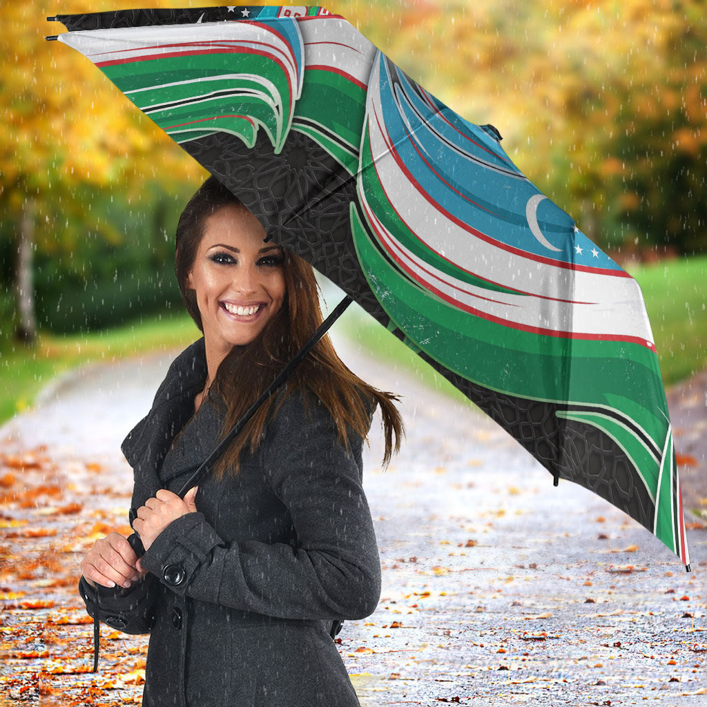 Uzbekistan Independence Day Umbrella Freedom Snow Leopard Minaret Architecture Flag