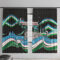 Uzbekistan Independence Day Window Curtain Freedom Snow Leopard Minaret Architecture Flag