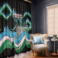 Uzbekistan Independence Day Window Curtain Freedom Snow Leopard Minaret Architecture Flag