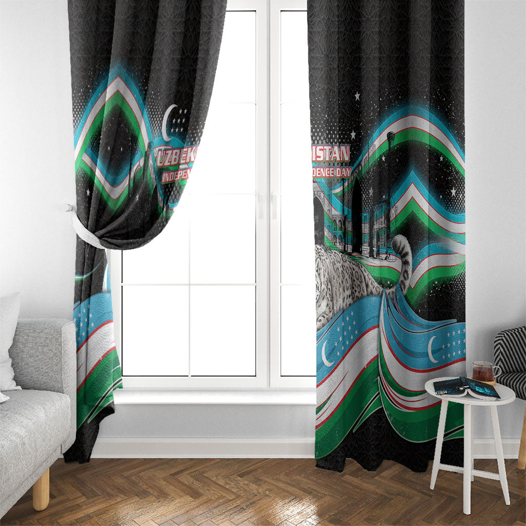 Uzbekistan Independence Day Window Curtain Freedom Snow Leopard Minaret Architecture Flag