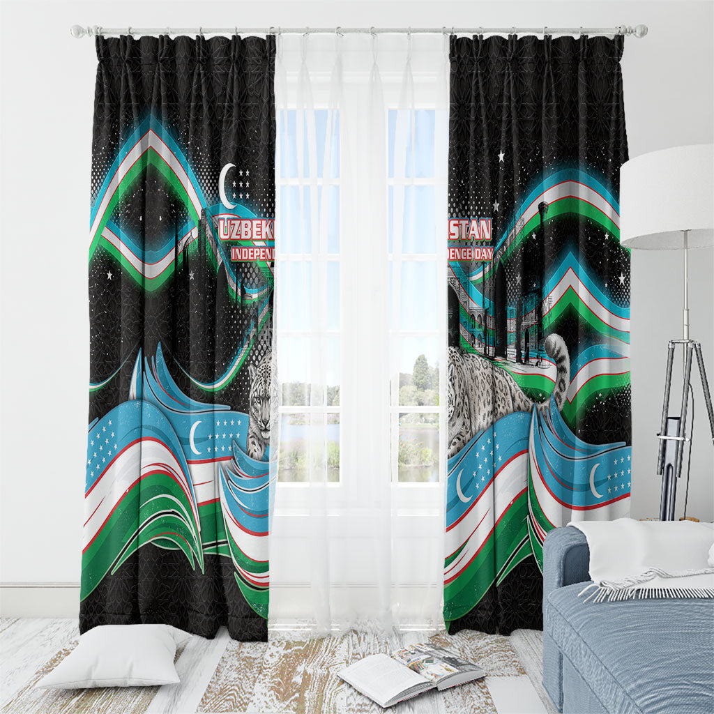 Uzbekistan Independence Day Window Curtain Freedom Snow Leopard Minaret Architecture Flag