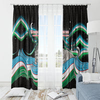 Uzbekistan Independence Day Window Curtain Freedom Snow Leopard Minaret Architecture Flag