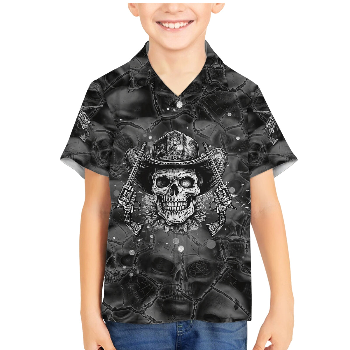 Cowboy Skull Family Matching Mermaid Dress and Hawaiian Shirt Cowboy Take Me Away - Wonder Print Shop