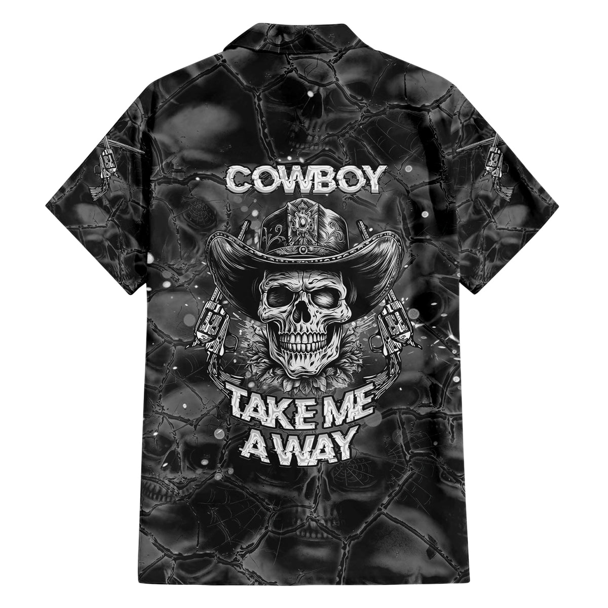 Cowboy Skull Family Matching Short Sleeve Bodycon Dress and Hawaiian Shirt Cowboy Take Me Away - Wonder Print Shop