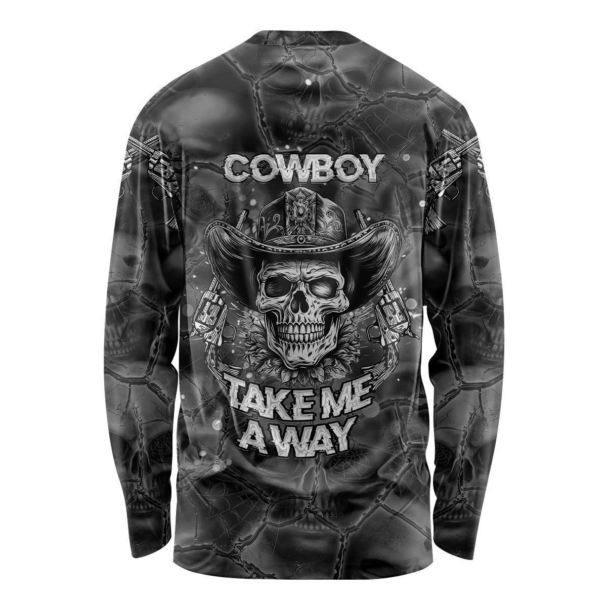 Cowboy Skull Long Sleeve Shirt Cowboy Take Me Away - Wonder Print Shop