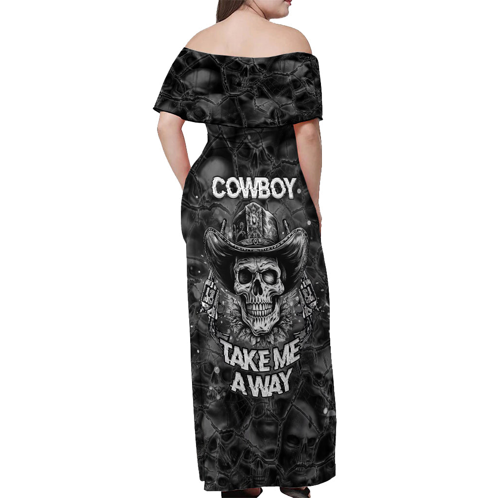 Cowboy Skull Off Shoulder Maxi Dress Cowboy Take Me Away - Wonder Print Shop