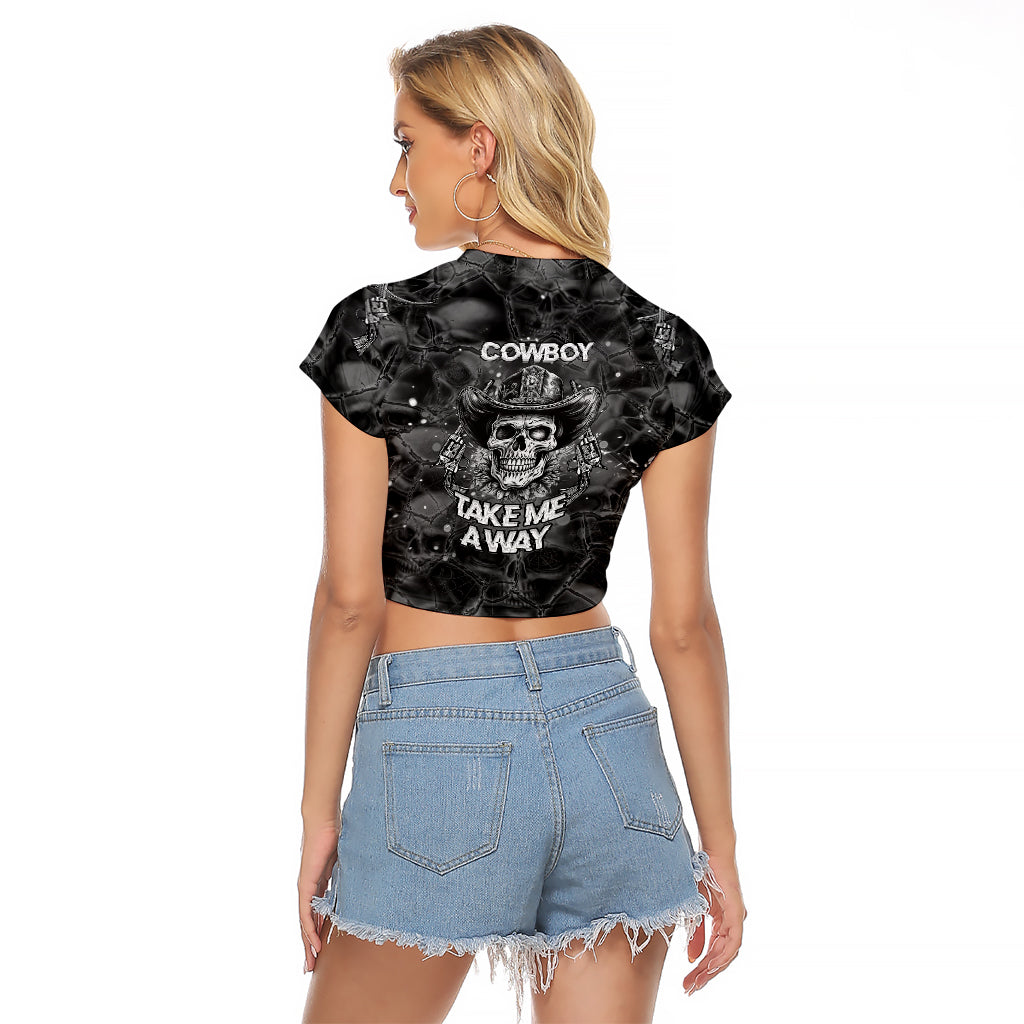Cowboy Skull Raglan Cropped T Shirt Cowboy Take Me Away - Wonder Print Shop