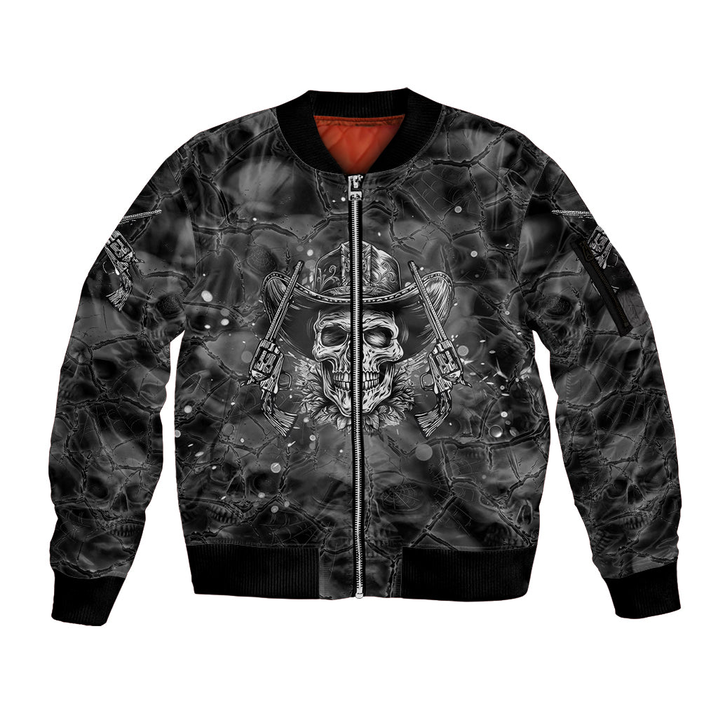 Cowboy Skull Sleeve Zip Bomber Jacket Cowboy Take Me Away - Wonder Print Shop