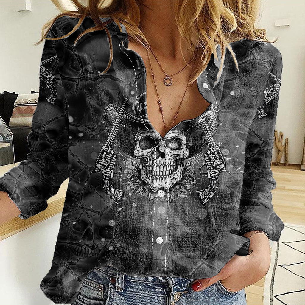 Cowboy Skull Women Casual Shirt Cowboy Take Me Away - Wonder Print Shop