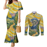 vincent-van-gogh-skull-couples-matching-mermaid-dress-and-long-sleeve-button-shirts