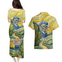 Vincent Van Gogh Skull Couples Matching Puletasi Dress and Hawaiian Shirt - Wonder Print Shop