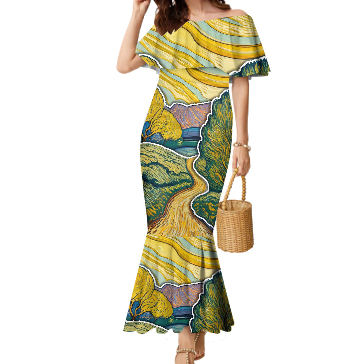 Vincent Van Gogh Skull Family Matching Mermaid Dress and Hawaiian Shirt - Wonder Print Shop