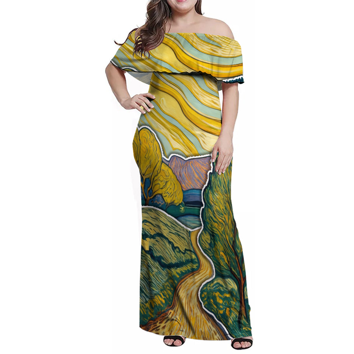 Vincent Van Gogh Skull Family Matching Off Shoulder Maxi Dress and Hawaiian Shirt - Wonder Print Shop