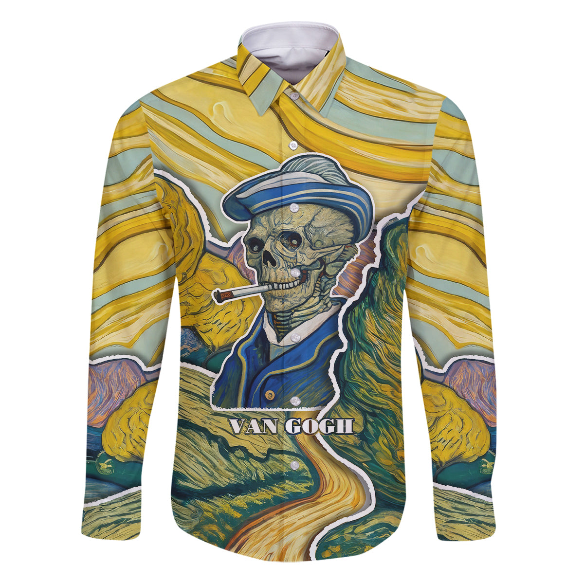Vincent Van Gogh Skull Family Matching Puletasi Dress and Hawaiian Shirt - Wonder Print Shop