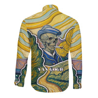 Vincent Van Gogh Skull Long Sleeve Button Shirt - Wonder Print Shop