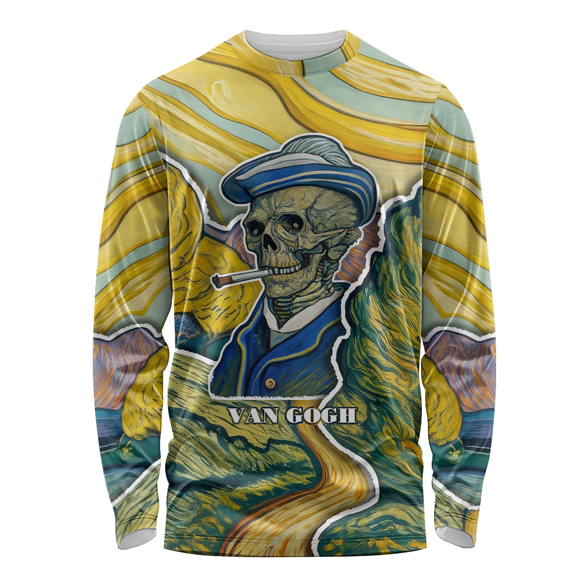 Vincent Van Gogh Skull Long Sleeve Shirt - Wonder Print Shop
